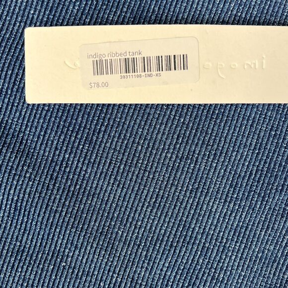 Imogene + Willie Tank Top Womens XS Blue Indigo Ribbed Racerback Cotton Workout - Picture 5 of 9